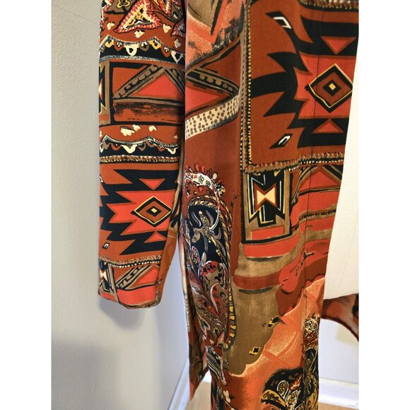 Vintage Algo Duster Jacket Cardigan Aztec Western Boho Retro Party Sz 14 - Picture 6 of 12